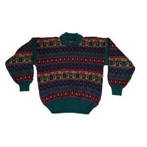 VINTAGE 90's COLOUR BLOCK COLLAR SWEATER